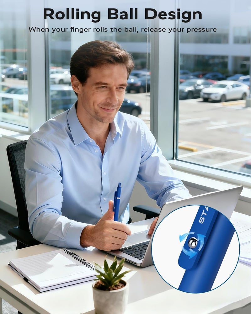 STAGEEK Blue Gel Pens, 6Pcs Quick Dry Blue Ink Pens with 3 Extra Refills, Fine Point Retractable Smooth Writing Pens for Journaling, Office, Note Taking, School Supplies, Nurse Aesthetic(Blue) - Image 5